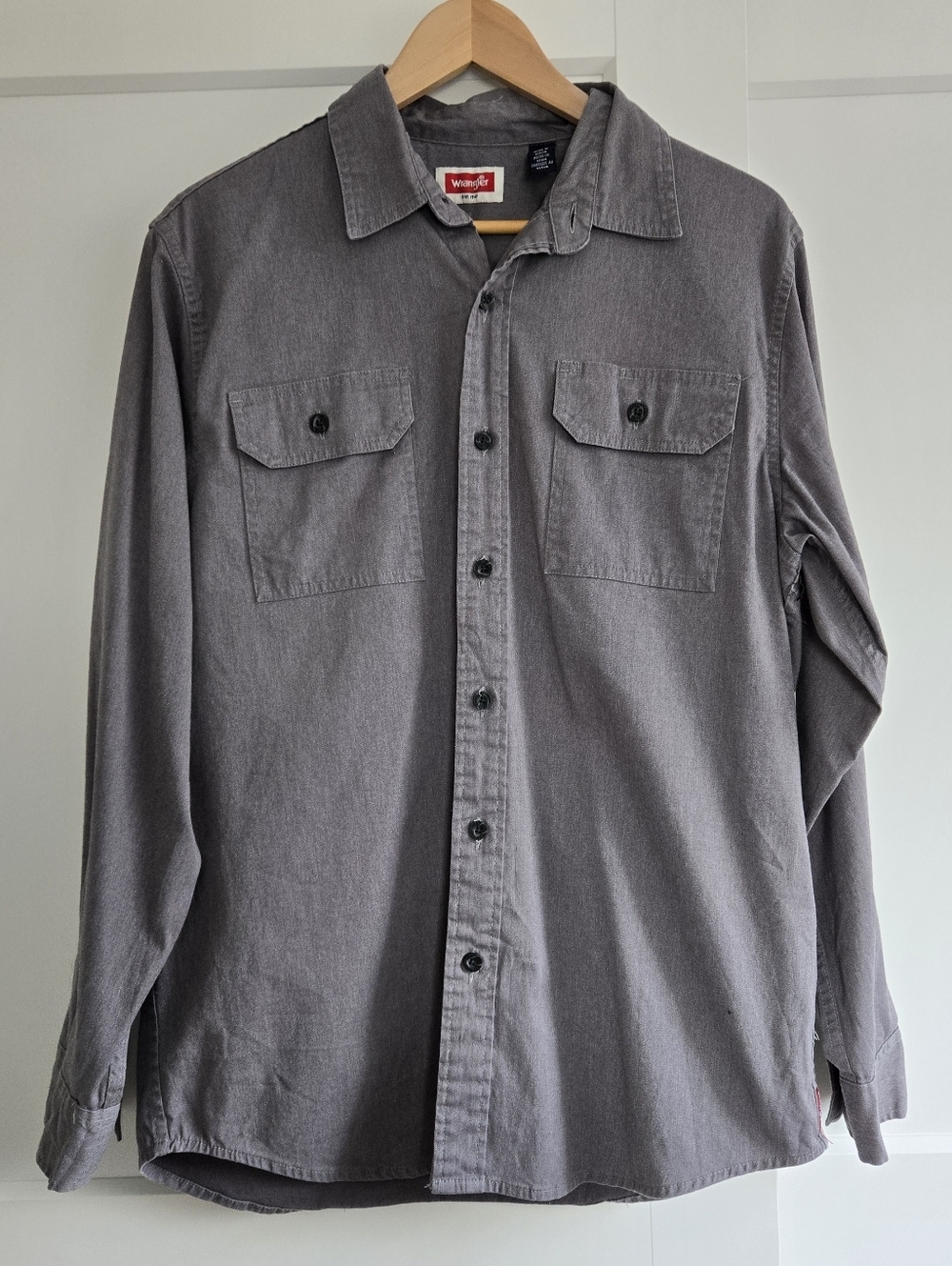 Wrangler Mens Button Down Long Sleeve Grey Medium Shirt